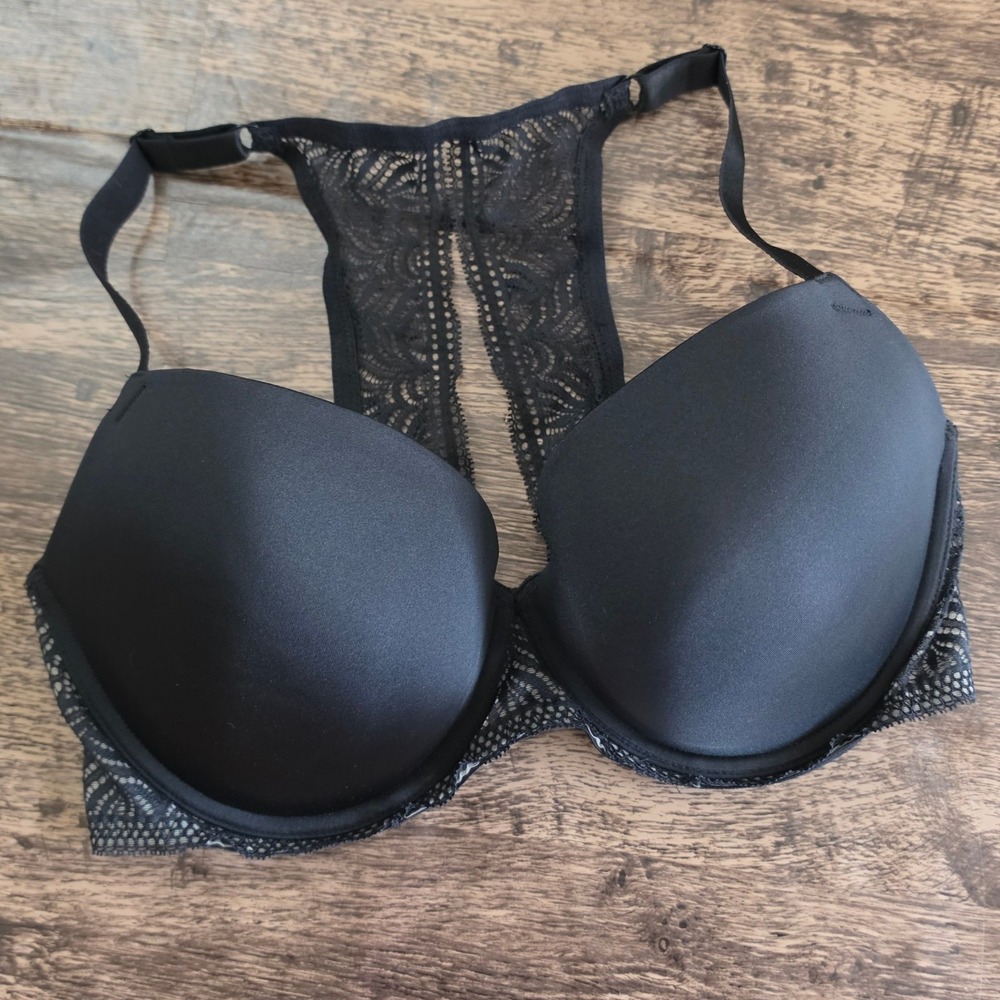 PARAMOUR T-Shirt Bra Women 38DDD Black Lace Racerback Underwire